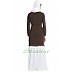 Dual colored casual abaya- Olive Green-Off White Dual colored casual abaya- Olive Green-Off White